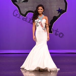 Mori Lee White Pageant/Prom Evening Gown